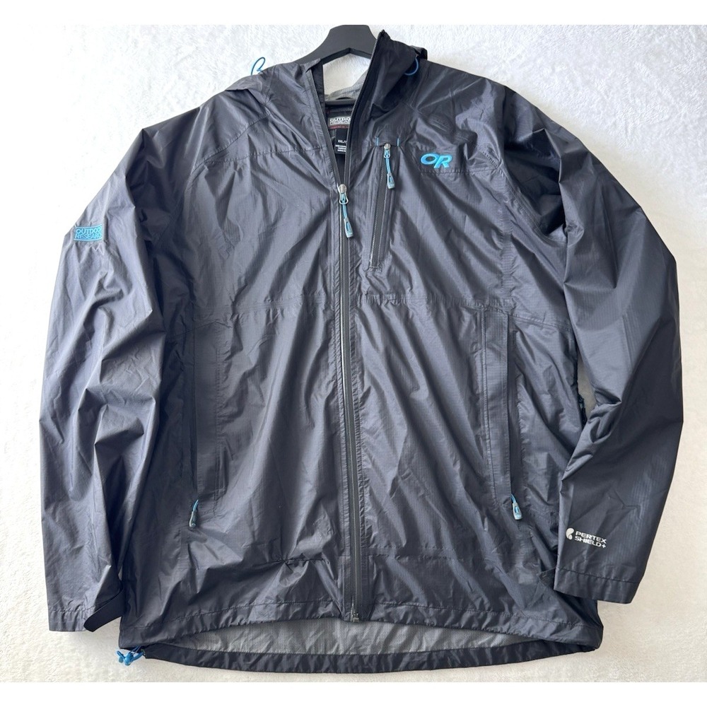 Outdoor Research Helium HD Pertex Shield Mens XXL Rain jacket BLK Vented Pockets